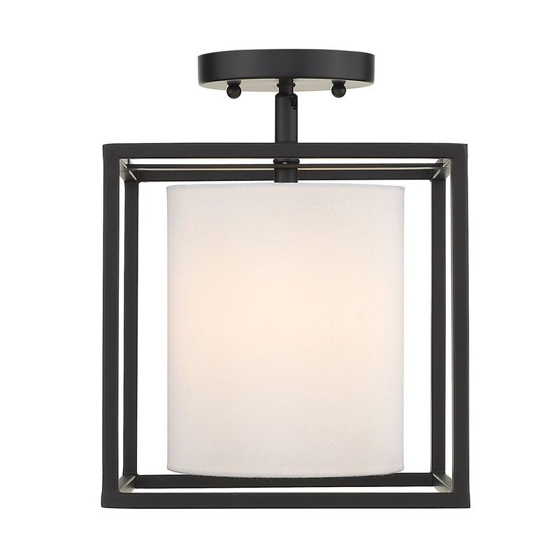 Golden 2243-1SF BLK-MWS One Light Semi-Flush Mount, Matte Black