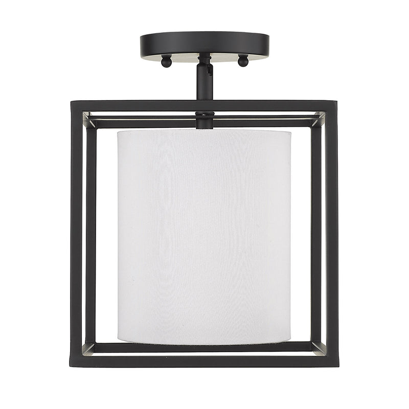 Golden 2243-1SF BLK-MWS One Light Semi-Flush Mount, Matte Black