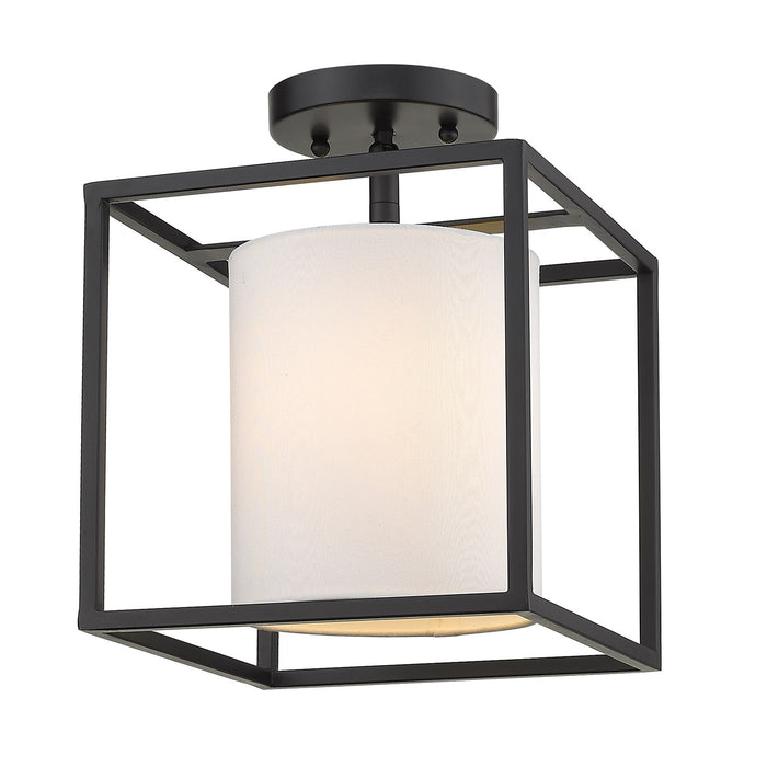 Golden 2243-1SF BLK-MWS One Light Semi-Flush Mount, Matte Black