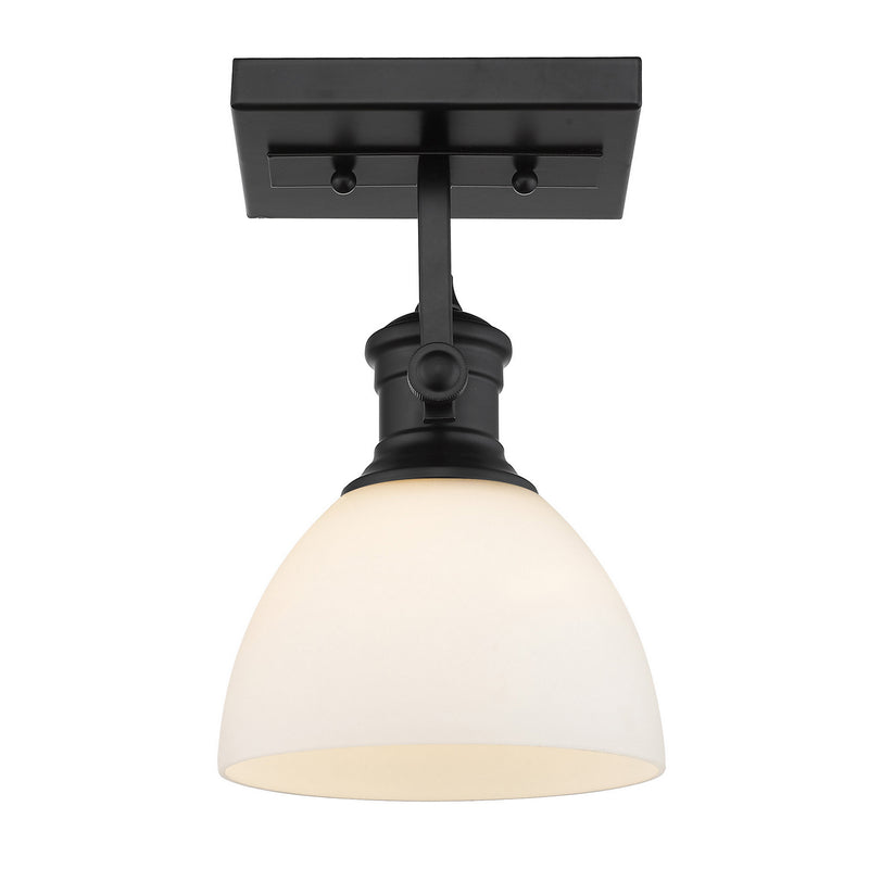 Golden 3118-1SF BLK-OP One Light Semi-Flush Mount, Matte Black