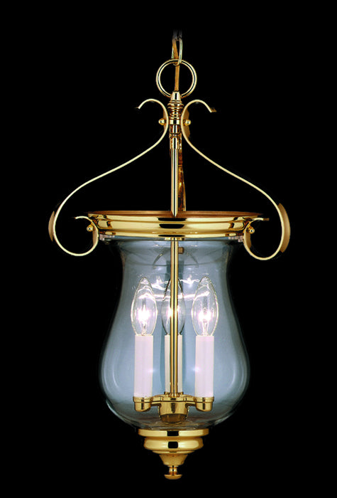 Framburg 7573 PB Three Light Foyer Chandelier, Polished Brass