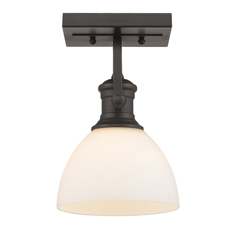 Golden 3118-1SF RBZ-OP One Light Semi-Flush Mount, Rubbed Bronze
