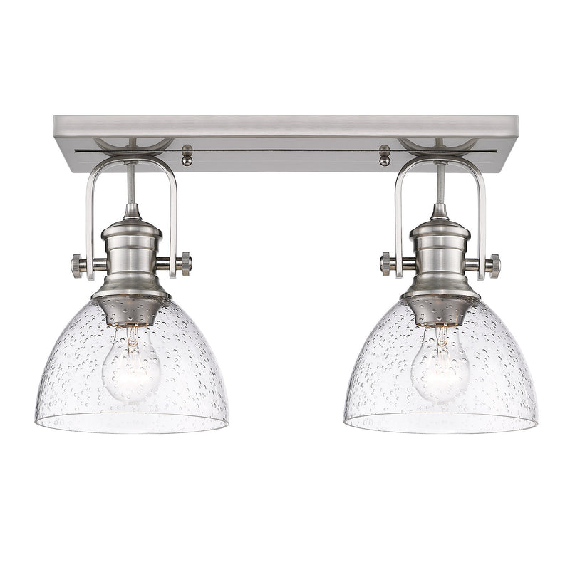 Golden 3118-2SF PW-SD Two Light Semi-Flush Mount, Pewter