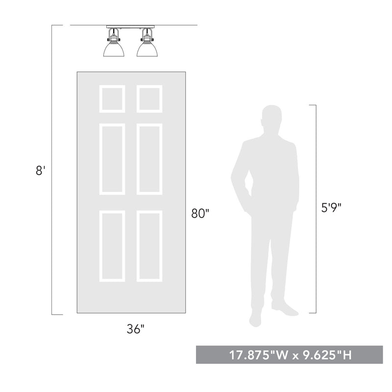 Golden 3118-2SF PW-SD Two Light Semi-Flush Mount, Pewter