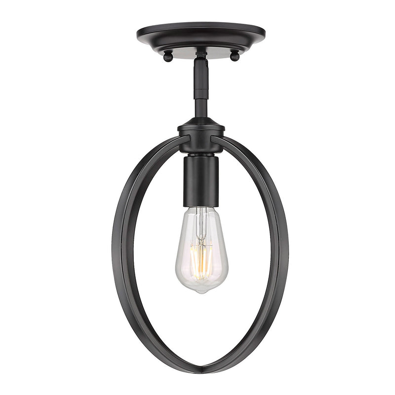 Golden 3167-1SF BLK One Light Semi-Flush Mount, Matte Black