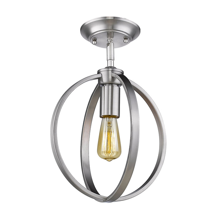 Golden 3167-1SF PW One Light Semi-Flush Mount, Pewter