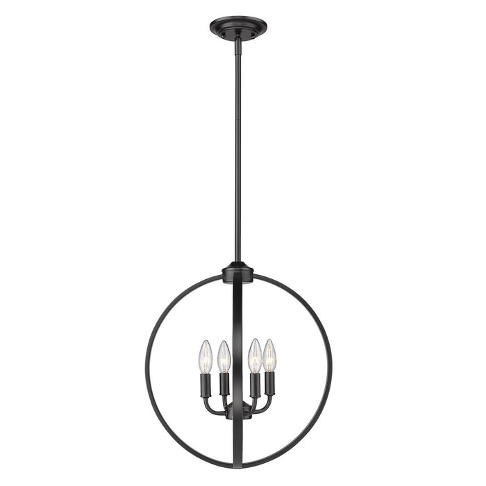 Golden 3167-4P BLK Four Light Chandelier, Matte Black