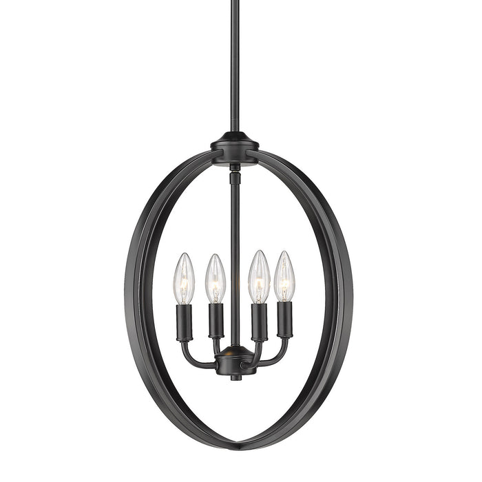 Golden 3167-4P BLK Four Light Chandelier, Matte Black