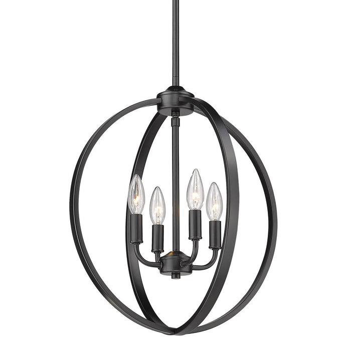 Golden 3167-4P BLK Four Light Chandelier, Matte Black