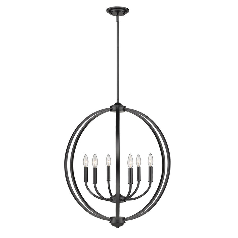 Golden 3167-6 BLK Six Light Chandelier, Matte Black