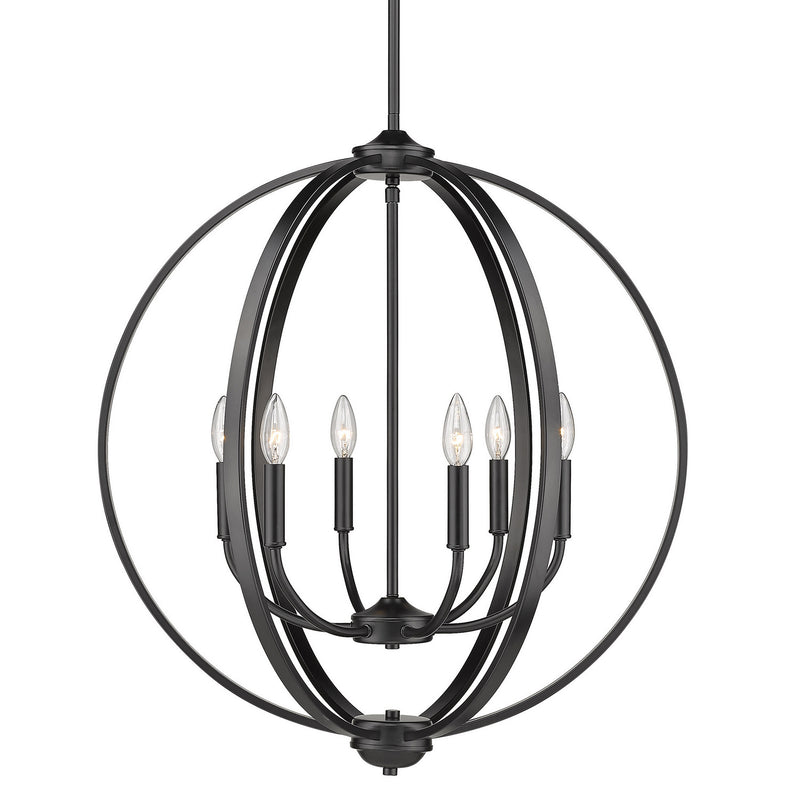 Golden 3167-6 BLK Six Light Chandelier, Matte Black