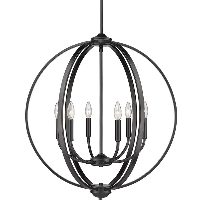 Golden 3167-6 BLK Six Light Chandelier, Matte Black