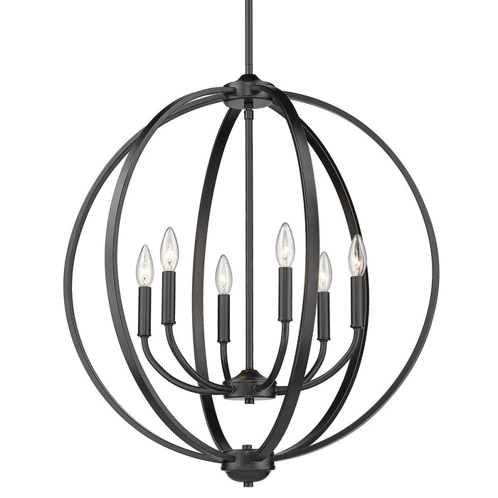 Golden 3167-6 BLK Six Light Chandelier, Matte Black
