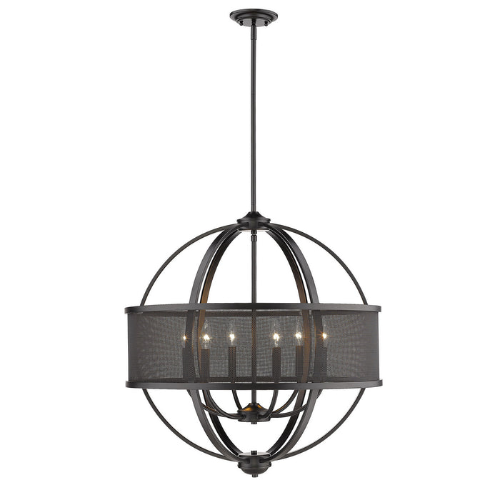 Golden 3167-6 BLK-BLK Six Light Chandelier, Matte Black