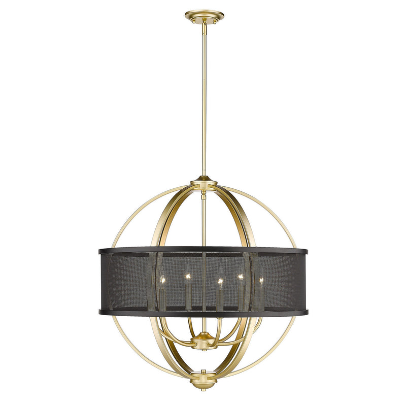 Golden 3167-6 OG-BLK Six Light Chandelier, Olympic Gold