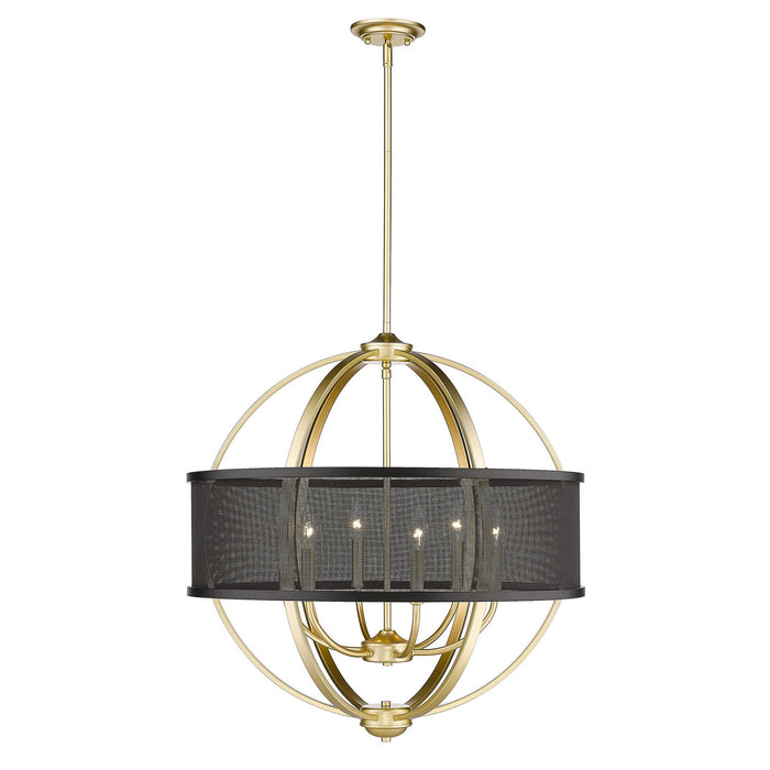Golden 3167-6 OG-BLK Six Light Chandelier, Olympic Gold