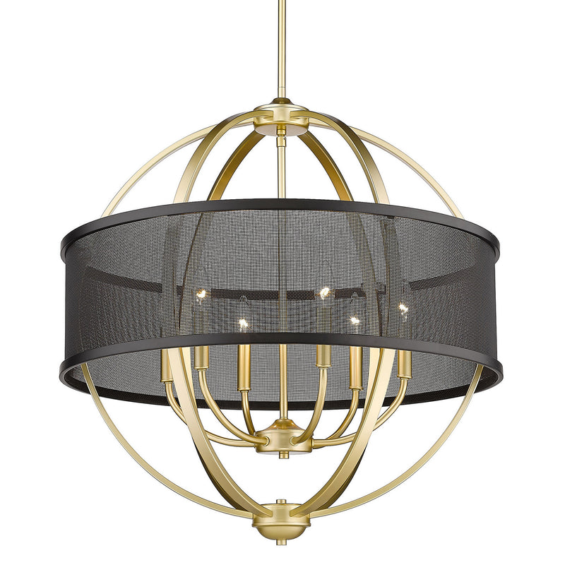 Golden 3167-6 OG-BLK Six Light Chandelier, Olympic Gold