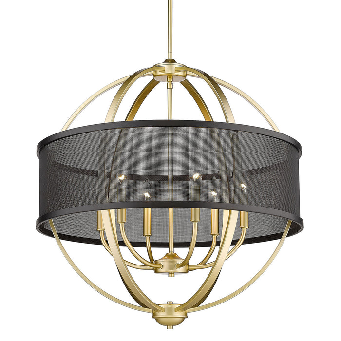 Golden 3167-6 OG-BLK Six Light Chandelier, Olympic Gold