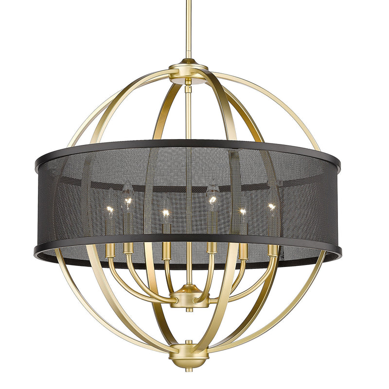 Golden 3167-6 OG-BLK Six Light Chandelier, Olympic Gold