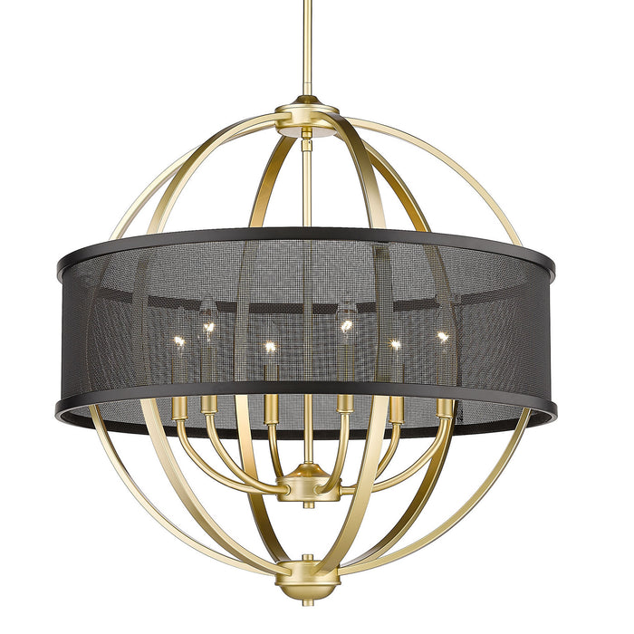 Golden 3167-6 OG-BLK Six Light Chandelier, Olympic Gold