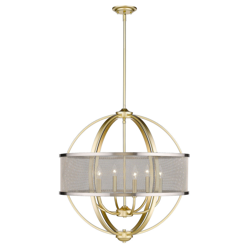Golden 3167-6 OG-PW Six Light Chandelier, Olympic Gold