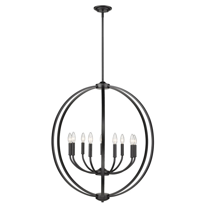 Golden 3167-9 BLK Nine Light Chandelier, Matte Black