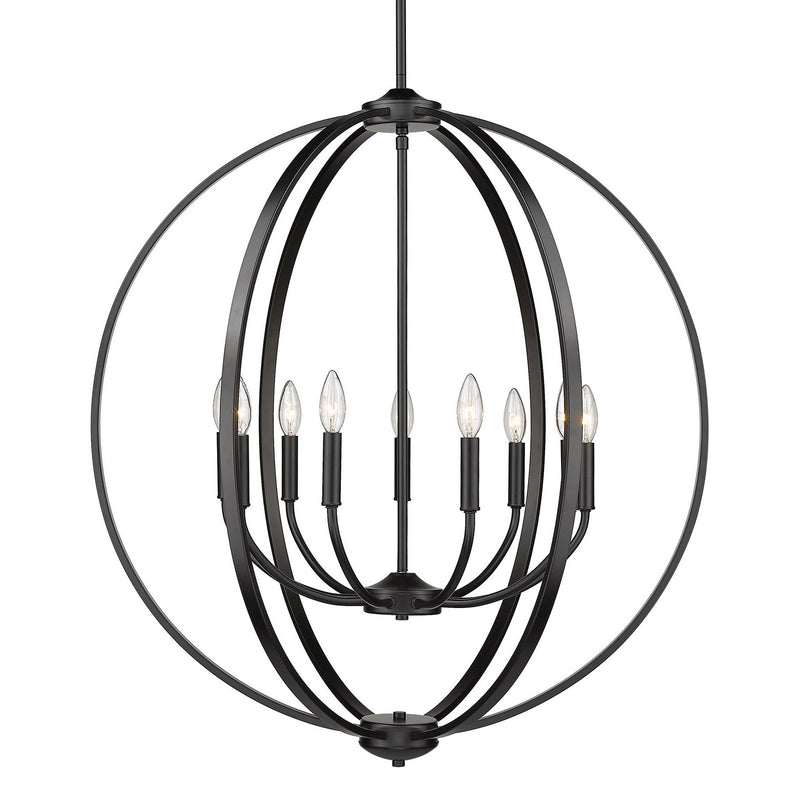 Golden 3167-9 BLK Nine Light Chandelier, Matte Black