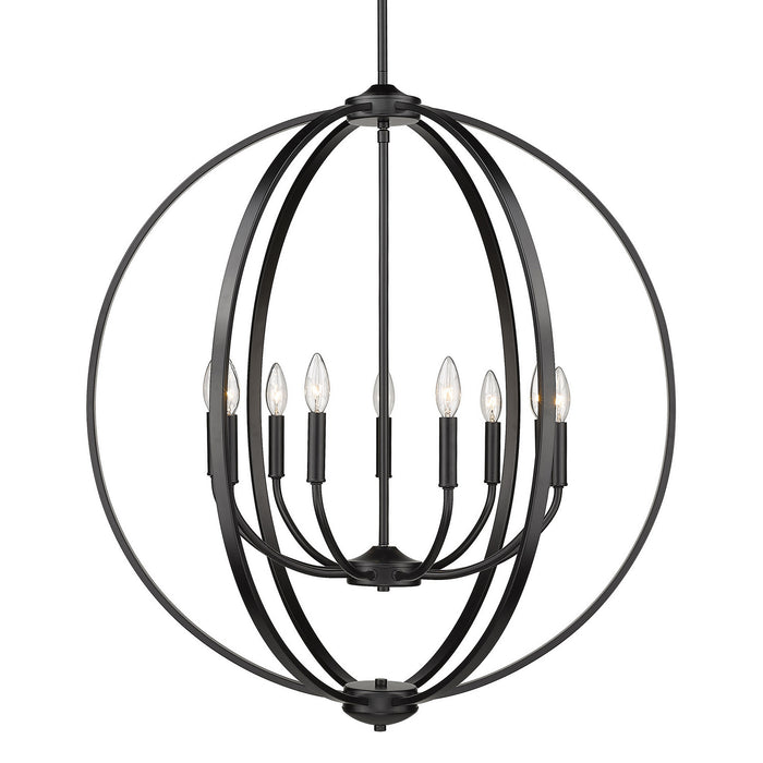 Golden 3167-9 BLK Nine Light Chandelier, Matte Black