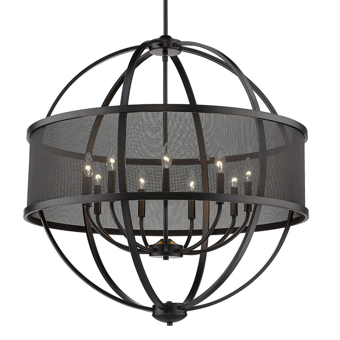 Golden 3167-9 BLK-BLK Nine Light Chandelier, Matte Black