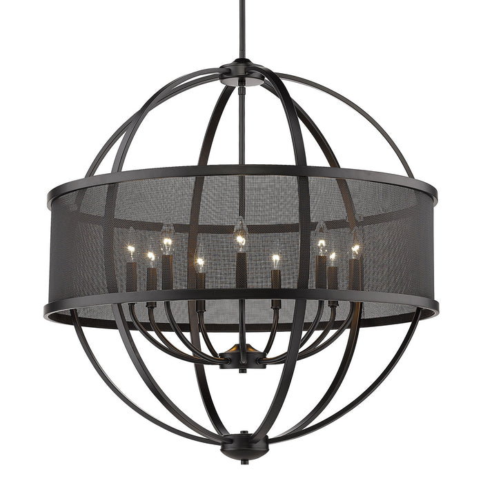Golden 3167-9 BLK-BLK Nine Light Chandelier, Matte Black
