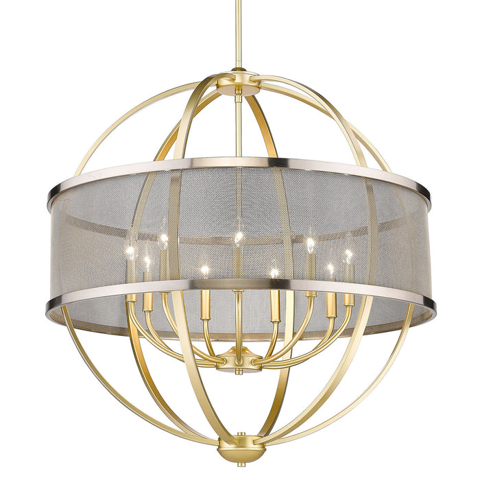 Golden 3167-9 OG-PW Nine Light Chandelier, Olympic Gold