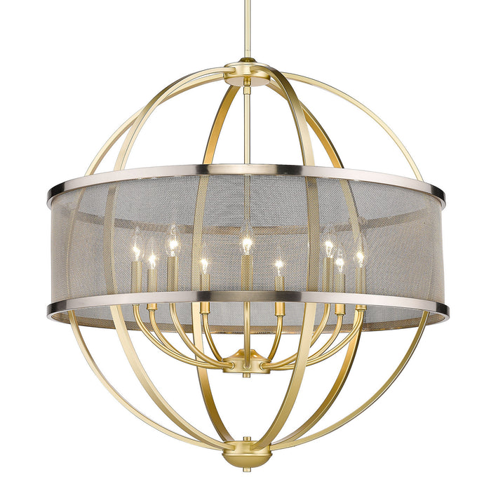 Golden 3167-9 OG-PW Nine Light Chandelier, Olympic Gold