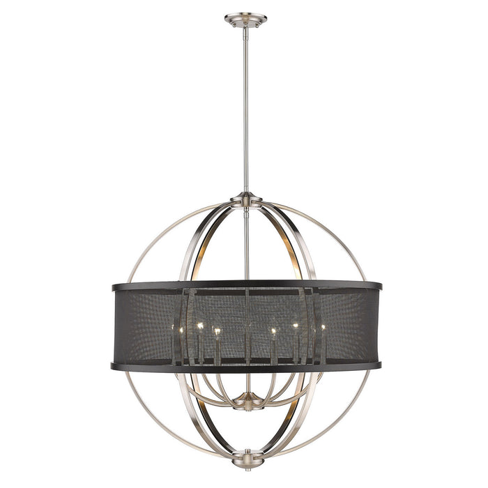 Golden 3167-9 PW-PW Nine Light Chandelier, Pewter