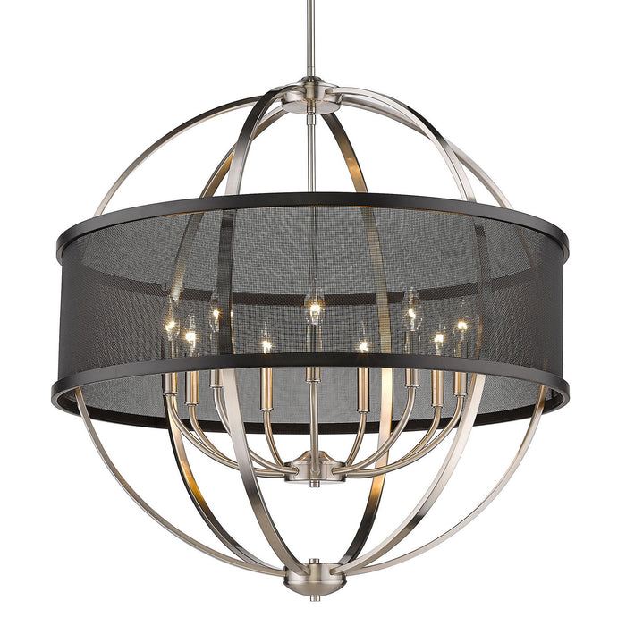 Golden 3167-9 PW-PW Nine Light Chandelier, Pewter