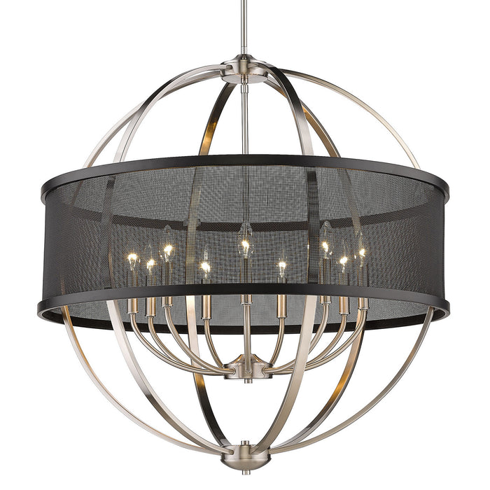Golden 3167-9 PW-PW Nine Light Chandelier, Pewter