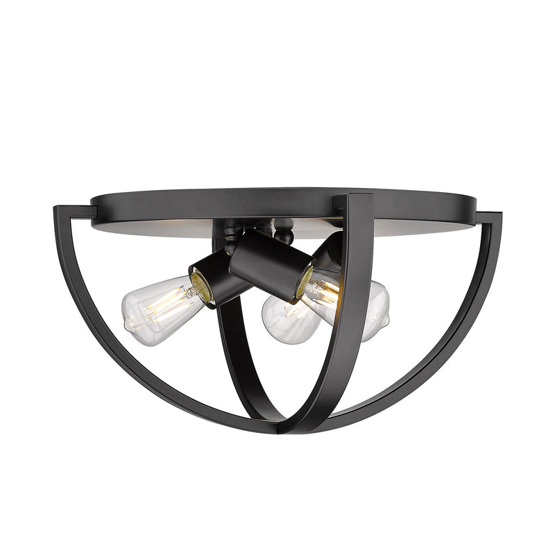Golden 3167-FM15 BLK Three Light Flush Mount, Matte Black