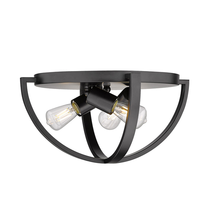 Golden 3167-FM15 BLK Three Light Flush Mount, Matte Black