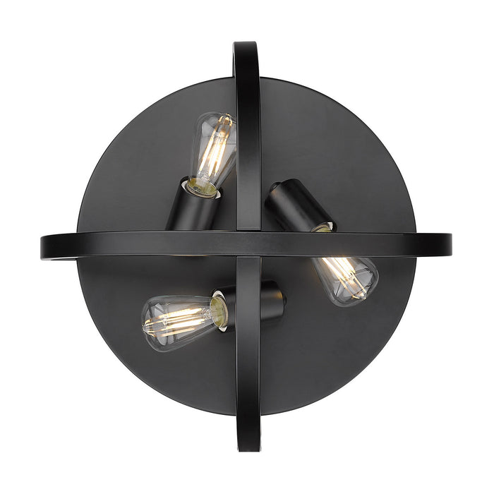 Golden 3167-FM15 BLK Three Light Flush Mount, Matte Black