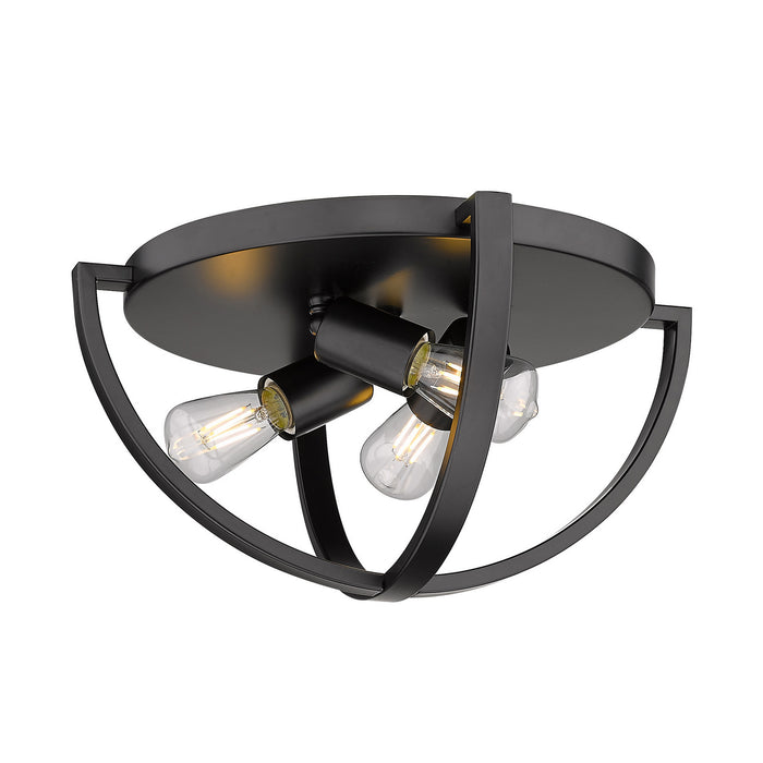 Golden 3167-FM15 BLK Three Light Flush Mount, Matte Black
