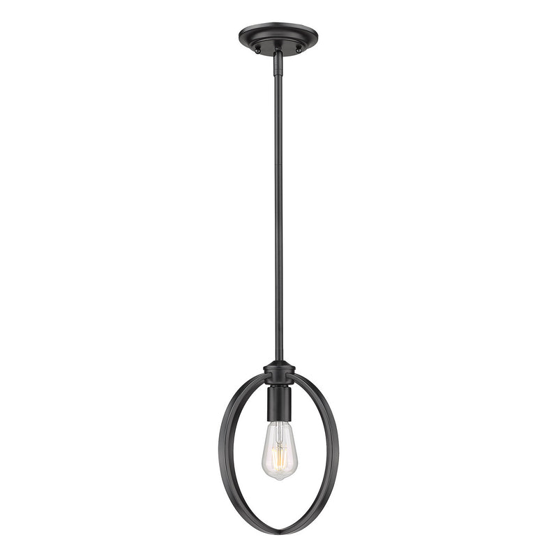 Golden 3167-M1L BLK One Light Mini Pendant, Matte Black