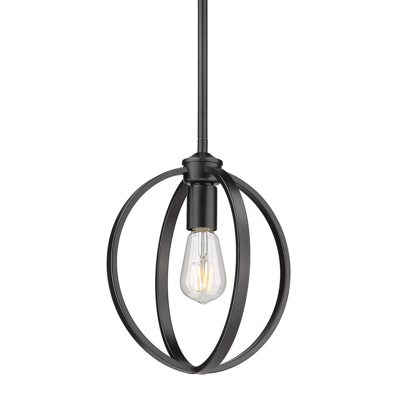 Golden 3167-M1L BLK One Light Mini Pendant, Matte Black
