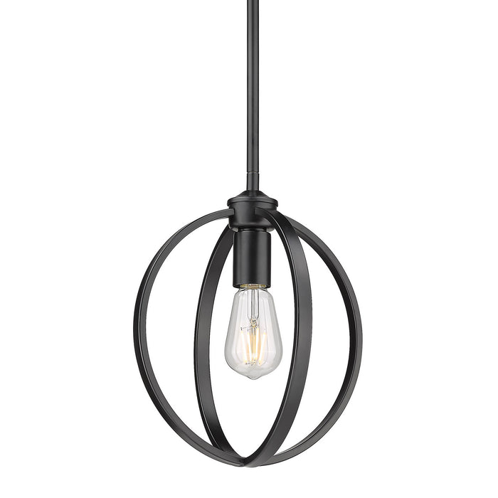 Golden 3167-M1L BLK One Light Mini Pendant, Matte Black