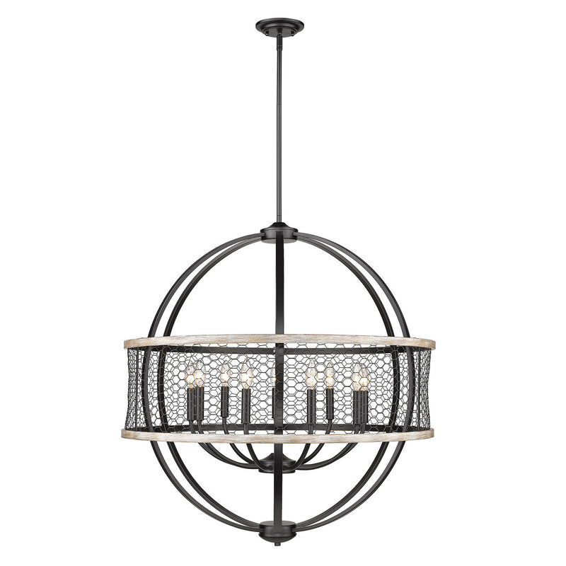 Golden 3170-9 BLK-CW Nine Light Chandelier, Matte Black