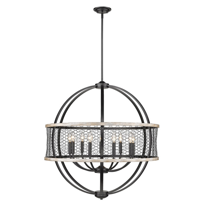 Golden 3170-9 BLK-CW Nine Light Chandelier, Matte Black