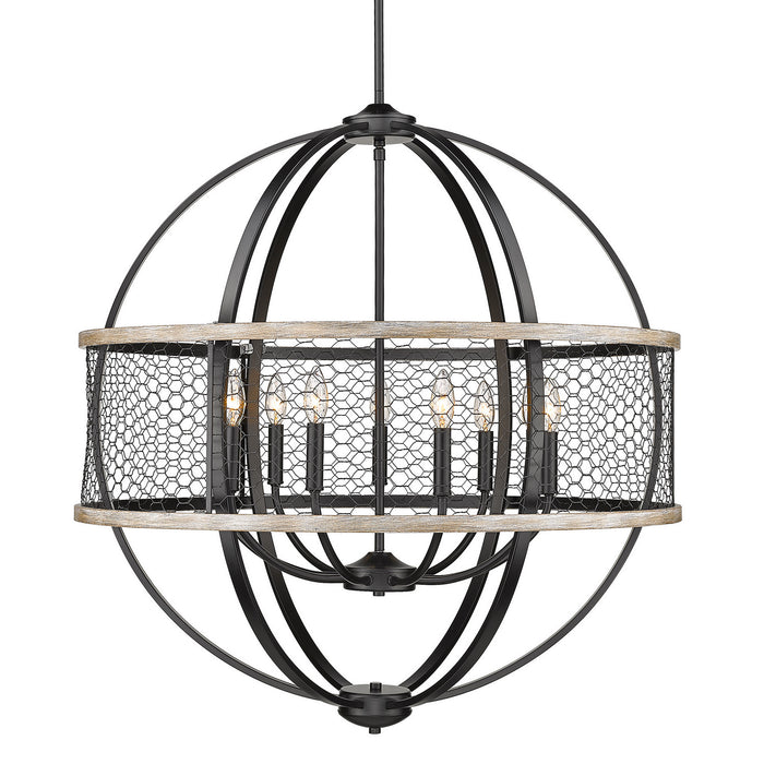 Golden 3170-9 BLK-CW Nine Light Chandelier, Matte Black