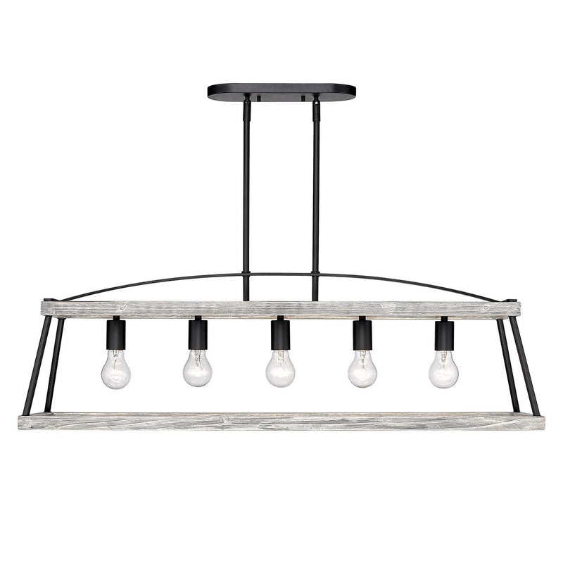 Golden 3184-LP NB-GH Five Light Linear Pendant, Natural Black