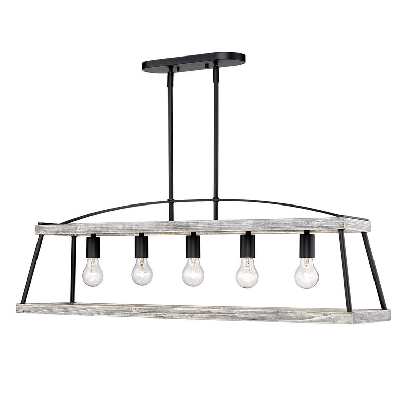 Golden 3184-LP NB-GH Five Light Linear Pendant, Natural Black