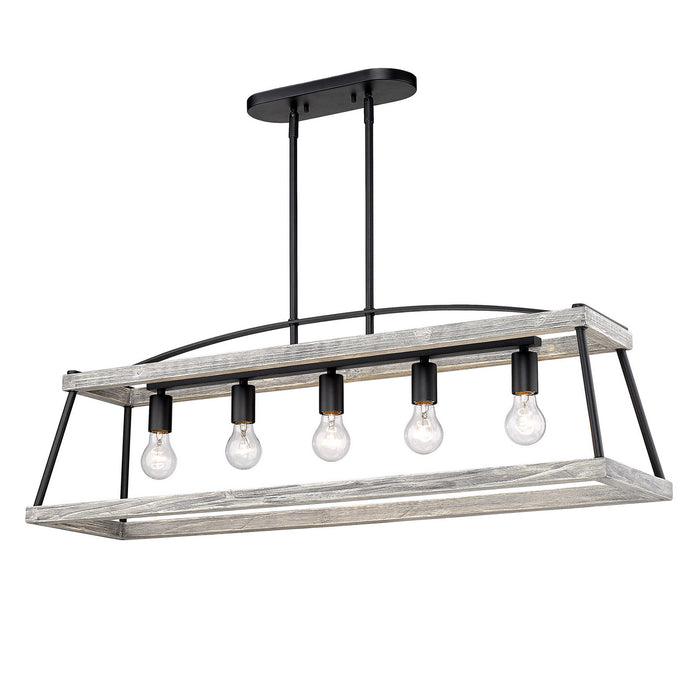 Golden 3184-LP NB-GH Five Light Linear Pendant, Natural Black