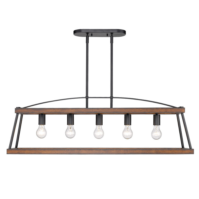 Golden 3184-LP NB-RO Five Light Linear Pendant, Natural Black