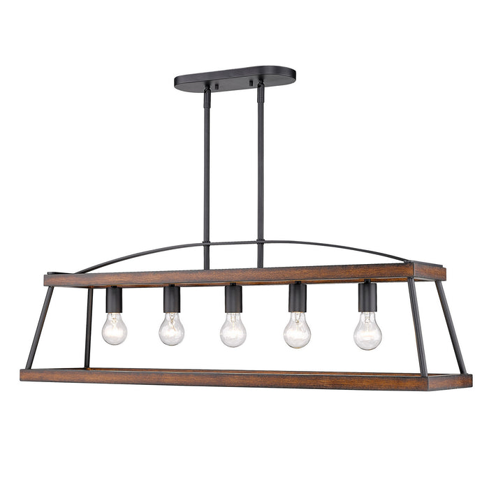 Golden 3184-LP NB-RO Five Light Linear Pendant, Natural Black